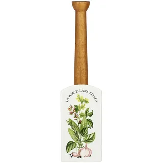 La Porzellan Bianca, Küchenrollenhalter aus dekoriertem Porzellan und Holz, Linie Aufbewahrung, 13 x 8 x 31 cm
