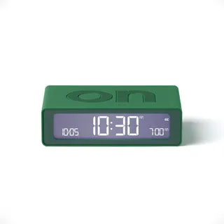 Lexon Flip Mini Reisewecker, digitaler LED-Wecker mit On/Off-Funktion, Einstellbarer Helligkeit, wiederaufladbar und berührungsempfindlich, ideal als Nachttisch-Wecker - Grün