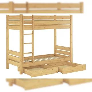 Erst-Holz Etagenbett f. Erwachsene 90x200 Nische 100 cm mit 2 Rollroste und 2 Bettkästen 60.16-09 S2