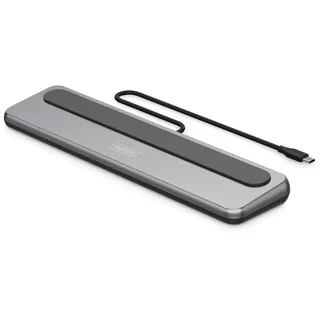 Digitus USB-C Docking Station – 2X HDMI, DP UHD 8k 30Hz – 2X USB-A 3.2 Gen2, 1x Typ-C 3.2 Gen2, 1x Typ-A 3.2 Gen1 – RJ45 – Kartenleser – 3,5mm Audio – Grau