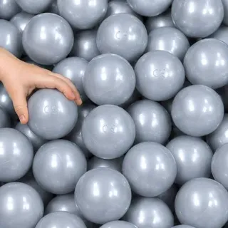 50 Bälle für Bällebad 5,5cm Babybälle Plastikbälle Baby Spielbälle Silber Grau