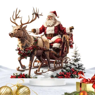 Senermter Weihnachtsmann-Figuren, Weihnachtsmann Mit Rentierschlitten, 2D-Weihnachtsfigur Aus Acryl, Weihnachtsmann Statue Für Drinnen Und Draußen
