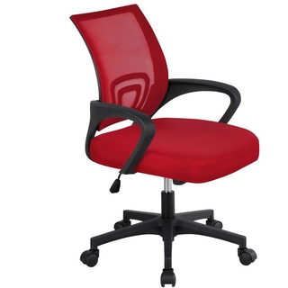 Yaheetech Bürostuhl, ergonomischer Schreibtischstuhl mit Netzrückenlehne rot