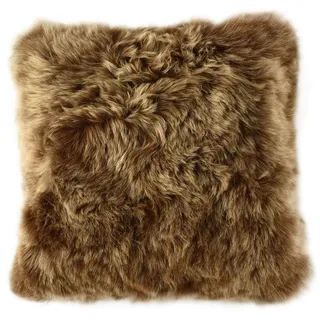 generisch Lammfell Kissen Gold braun 45 x 45 cm beide Seiten aus echtem Island Lammfell