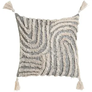 Home ESPRIT Kissen weiß grau Quasten Boho 45 x 15 x 45 cm - Marke EAN: 8424002102418, bunt, cuadrado, Casual