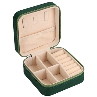 kwmobile Schmuckkasten Schmuckbox Reise - Schmuckkästchen für unterwegs - Schmucketui (1 St), Reisetasche Box - klassisches Design - kleine Schmuckaufbewahrung grün