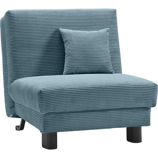 Sessel ELL + "Enny" Gr. Cord, Gel-Sandwichpolster, Sitzhöhe 45 cm, B/H/T: 85 cm x 90 cm x 100 cm, blau (petrol) Einzelsessel Schlafsessel