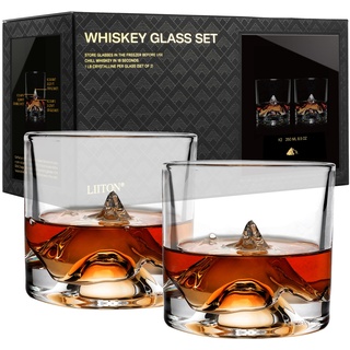 LIITON Exklusiv Whisky Gläser Set K2 2-teilig aus Kristallglas, Tumblergläser, Geschenke für Männer für Cocktails, Gin, Bourbon, Rum, Trinkgläser Geschenkset