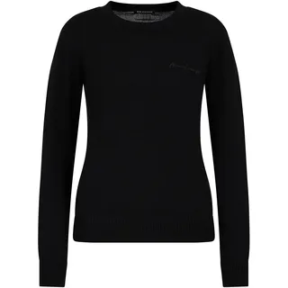 Armani Exchange Women's Ribbed Cuffs, Round Neck, Side Embroidered Logo Sweater Black, L - L