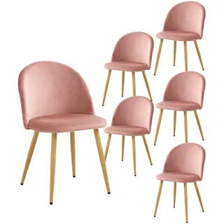 HJhomeheart 2/4/6 Stuhl mit Samt-Esszimmerstuhl-Set für Wohnzimmer, Schlafzimmer, Küche (Rosa-6)