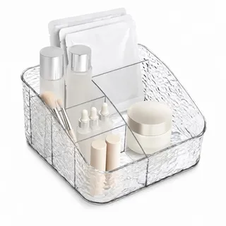 Kosmetik Organizer Transparent mit 5 Fächern, Make Up Aufbewahrung Acryl Wellen-Textur, Hautpflege Organizer für Schminktisch Badezimmer Schreibtisch