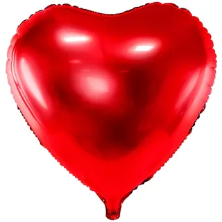 PartyDeco Folie Ballon Herz Rot- Valentinstag Hochzeit Verlobung Folie Ballon Herz- Rot Durchmesser ca 61cm Valentinstag Hochzeit Verlobung Silvester Party Folie Ballon für Hel Geburtstag Dekoration