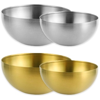mixed24 Salatschüssel Set aus Edelstahl 15cm / 20cm Gold oder Silber (Gold, 1x 15cm + 1x 20cm)