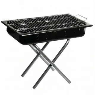 Holzkohlegrill mit abnehmbaren Standfüßen – Emaillierter Kompaktgrill für Garten, Balkon & Camping – Tragbarer Picknickgrill, Schwarz (50cm)