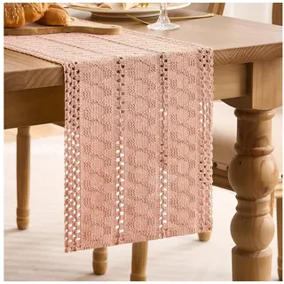 LuxusKollektion Tischläufer Tischläufer Rosa Makramee 30x180cm (1-tlg) rosa