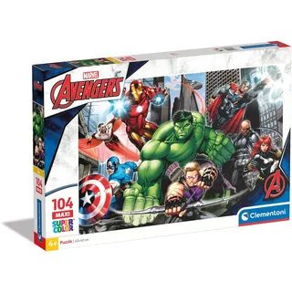 Clementoni 23688 Maxi Avengers Assemble – Puzzle 104 Teile ab 4 Jahren, farbenfrohes Kinderpuzzle mit extra großen Puzzleteilen, Geschicklichkeitsspiel für Kinder
