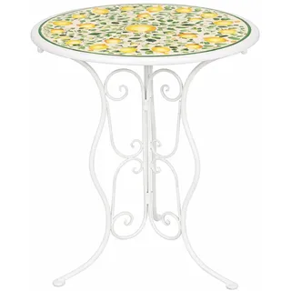 Hti-Living Gartentisch Menton 55 x 55 x 70 cm Weiß/Gelb