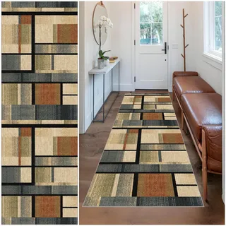 Wuzqju Teppich Läufer Flur 110 x 180 cm rutschfest Küchenteppich Waschbar Läufer Flur Teppich Modern Bettvorleger Schlafzimmer Eingangsteppich Innen Lang Läufer Teppich Küchenteppich Meterware