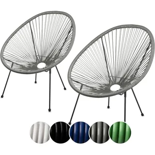 sunnypillow Acapulco Gartenstuhl 2 St. 55 x 70 x 106 cm grau