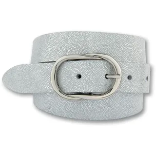 Ledergürtel BERND GÖTZ "Ledergürtel mit Metallicglanz und geschlungener Ovalschließe", Damen, Gr. 105, weiß, silb, Rindsleder, Gürtel Ledergürtel
