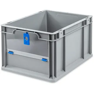 aidB Eurobox NextGen Insight Cover blau, 400x300x220 mm, Cover niedrig, robuste Regalbox mit Entnahmeöffnung, stapelbare Kunststoffkiste, ideal für die Industrie, 1 St