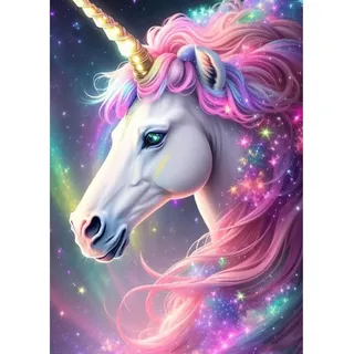 QENSPE 5D Diamond Painting Einhorn Diamant Painting Bilder DIY Full Rund Diamond Art Set Erwachsene, Einhorn Diamant Kunst Malerei Stickerei Set Kreuzstich Bilder Home Wand Dekor 30x40cm