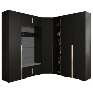 ABIKS MÖBEL Kompaktgarderobe INOVA 1 SATZ 2 Möbelset, Garderobe mit Kleiderstange und Regalen schwarz