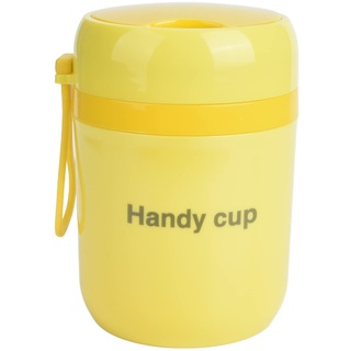 Goshyda Isolierte Suppenbehälter für Kinder, 17 Unzen Lebensmittel-Thermos-Lunchbehälter mit Faltbarem Löffel, Edelstahl-Vakuum-Lunchbox mit Breiter Öffnung, für Heiße/kalte(Fluoreszierendes Gelb)