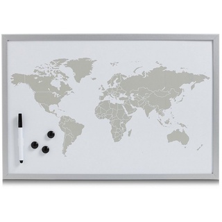 HTI-Living Memoboard Magnettafel beschreibbar World, (Stück, 1-tlg., 1 Tafel, 3 Magnete, 1 Marker und Befestigungsmaterial), Memoboard Magnetboard Schreibtafel Schreibboard grau