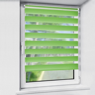 Doppelrollo Klemmfix ohne Bohre, OUBO, verdunkelnd, Fensterrollo Seitenzugrollo Blickdicht, Für Fenster und Tür mit Klämmträger lichtdurchlässig verdunkelnd grün 50 cm x 140 cm