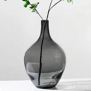 SXLSZ Handmade Glasvasen,Gärballon Glasvase Für Pampasgras,Transparente Ballon Vase Für Moderne Wohnkultur,Bodenvase Indoor Dekoration (Nur Vase),Grau,klein