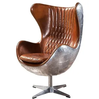 JV Möbel Ohrensessel Drehbarer Sessel Leder 81 x 117 x 85 cm Braun