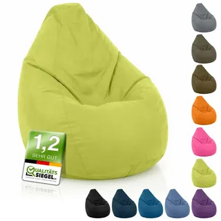Green Bean Sitzsack Kinder Sitzsack Drop 60x60x90cm (mit Rückenlehne 60x60x90cm - Indoor Sitzkissen 220L EPS-Perlen Füllung, Kuschelig Waschbar), Bean Bag Bodenkissen Lounge Chair Sitzhocker Kindersitzsack grün