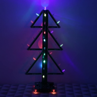DONGKER 3D Weihnachtsbaum Kits, CHR-T 3D RGB Musik Elektronik Löt Bausatz, Bunte Tannenbaum Blinklicht Set für Selber Löten,Löttrainings