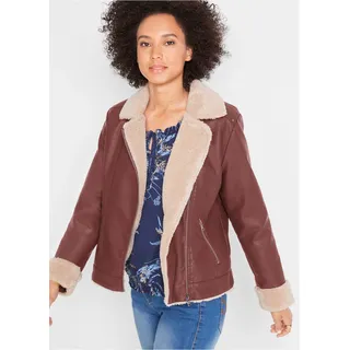 bonprix Lederimitat-Jacke gefüttert, braun, Gr.42, Modern gefütterte Lederimitat-Jacke, 91% Polyester (recycelt)