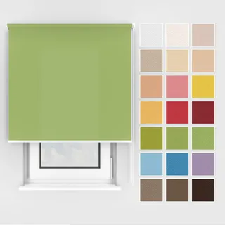 Estika Rollo mit Bohren Deckenmontage und Wandmontage, Breite: 75 cm, Höhe: 150 cm, Farbe: Frühlingsgrün 2, 25 Stoff Farben, Fenster rollos für innen, Sichtschutz für Fenster und Balkontür