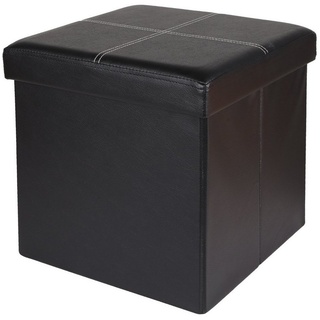 Home4Living Sitztruhe Sitzbox Sitzwürfel Leder schwarz mit Ziernaht 38x38cm, faltbar schwarz