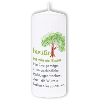 KERZENBOTE Spruchkerze 'Familie ist wie ein Baum' | Geschenk-Kerze | in Deutschland gefertigt | 6x15cm