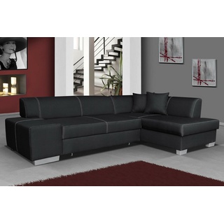 JVmoebel Ecksofa, Design Ecksofa Schlafsofa Bettfunktion Couch Leder Textil Polster schwarz