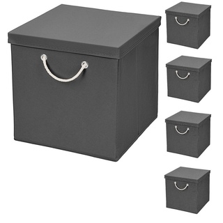StickandShine Faltbox 5x Faltkiste 30x30x30 cm Aufbewahrungsbox Regalbox in verschiedenen Farben (5 Stück 30x30x30) moderne Faltbox Maritim mit Kordel 30cm grau