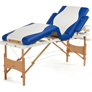 Body Fit, Massageliege + Massagesessel, Massage bed 4 parts, two colors white - blue