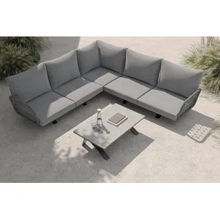 OUTFLEXX Laguna Gartenlounge, anthrazit/grau, Aluminium/Rope-Geflecht, pulverbeschichtet, inkl. Kissen