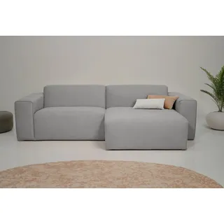 OTTO home Ecksofa Koa, 228 cm, L-Form, Modulsofa in Cord, Chenille, Struktur, Webstoff, Designsofa, weicher Lounge-Sitzkomfort, Welleunterfederung, bodentief grau