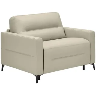 Novel Schlafsessel, Beige, Metall, Echtleder, Rindleder, Uni, 115x89x97 cm, Liegefunktion, Wohnzimmer, Sessel, Schlafsessel