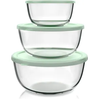 Arendo Salatschüssel 3er Set Transparent/Mintgrün