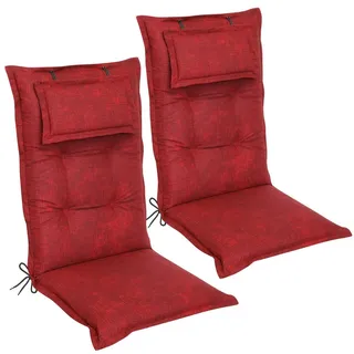 DILUMA Hochlehnerauflage Hochlehner Auflage Florence mit Kopfpolster 120x50x8 cm, (2 St) rot
