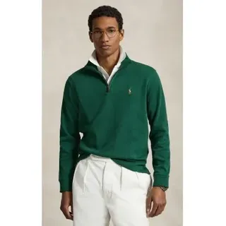 Polo Ralph Lauren für Herren. 710P07411501 Jersey Estate-Ripp mit kurzem Reißverschluss grün (L), Lässig, Baumwolle, Langarm