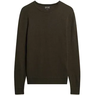 Superdry Herren Strickpullover - ESSENTIAL SLIM FIT CREW JUMPER, Pullover, Rundhals, einfarbig Grün XL