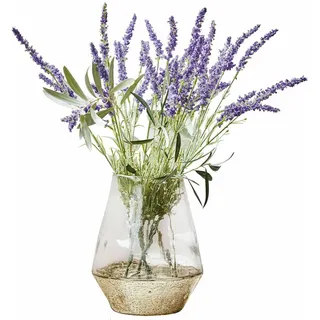Loberon Vase Nero, Romantisches Bauernsilber-Finish, mundgeblasene Qualität, Wohnaccessoires, Wohndekoration, Blumenvase, Glas, Gold/klar