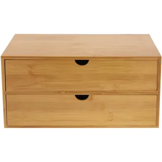 Schreibtisch Organizer, Mini Bamboo Desk Drawer Tabletop Storage Organization Box, Schubladenbox Bambus mit 2 Schubladen, Keine Montage erforderlich, für Büro Haus Toilettenartikel liefert